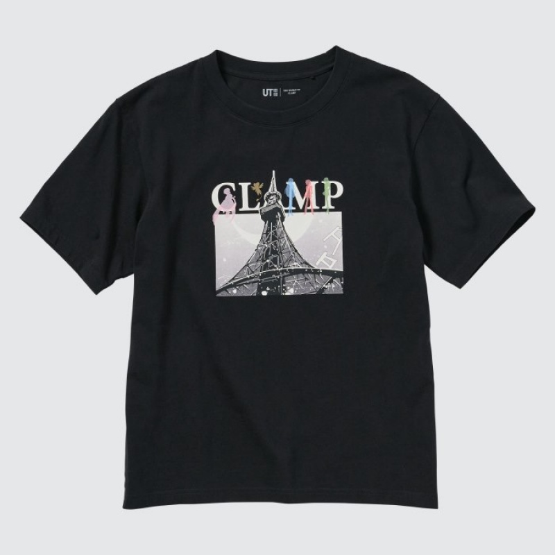 T Shirts Uniqlo The World of CLAMP UT Short Sleeve Femme Noir | 8023372