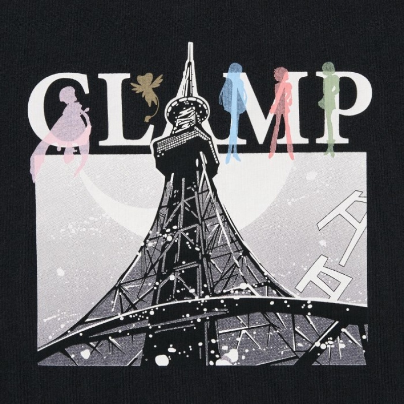 T Shirts Uniqlo The World of CLAMP UT Short Sleeve Femme Noir | 8023372