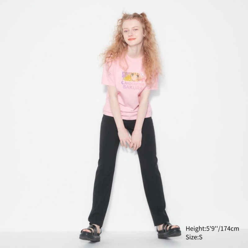 T Shirts Uniqlo The World of CLAMP UT Short Sleeve Femme Rose | 1652212
