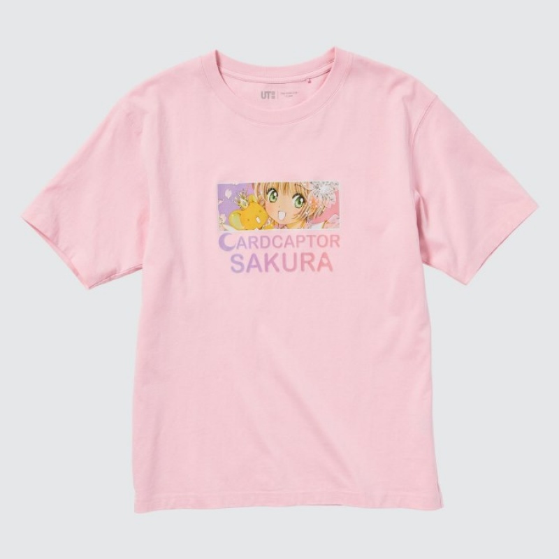 T Shirts Uniqlo The World of CLAMP UT Short Sleeve Femme Rose | 1652212