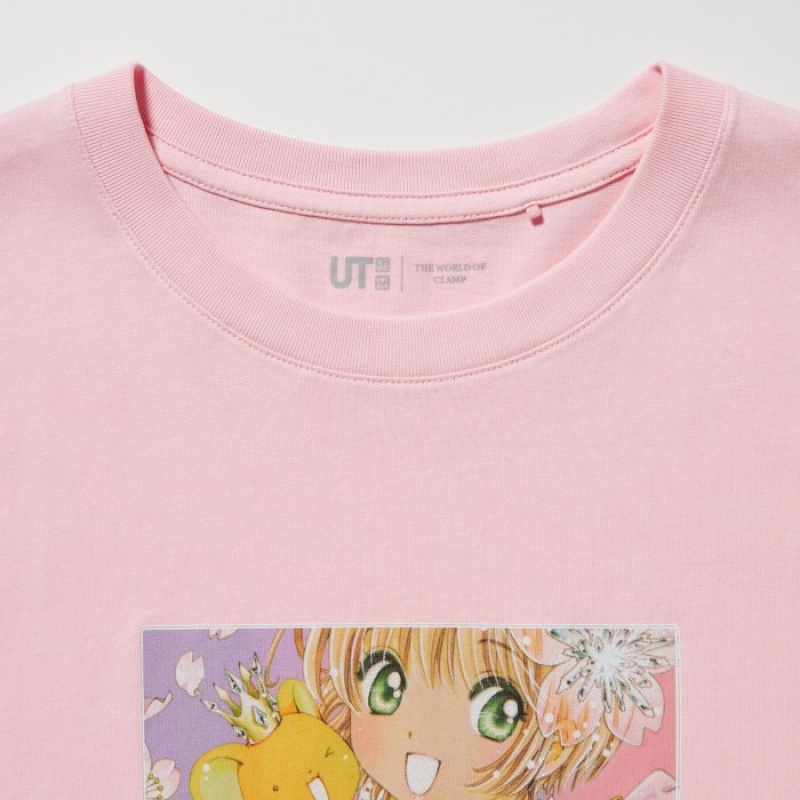 T Shirts Uniqlo The World of CLAMP UT Short Sleeve Femme Rose | 1652212