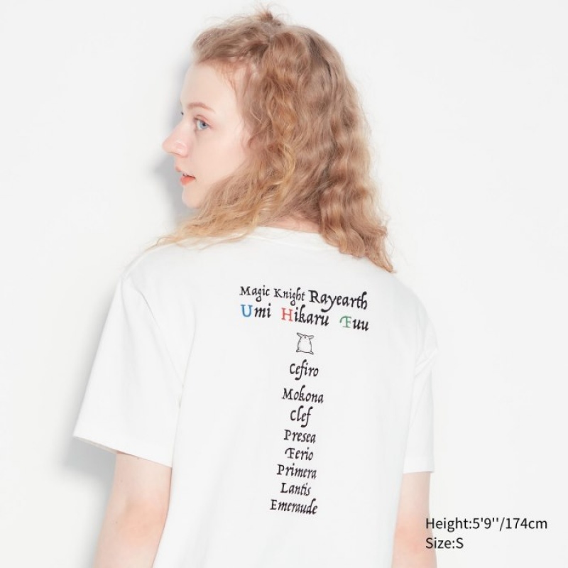 T Shirts Uniqlo The World of CLAMP UT Short Sleeve Femme Blanche | 9961147