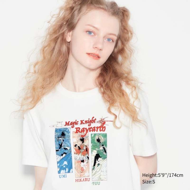T Shirts Uniqlo The World of CLAMP UT Short Sleeve Femme Blanche | 9961147