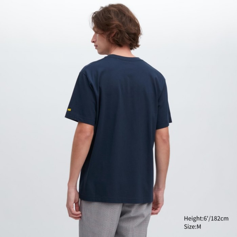 T Shirts Uniqlo UT Archive UT Short Sleeve Jean-Michel Basquiat Femme Bleu Marine | 3993128
