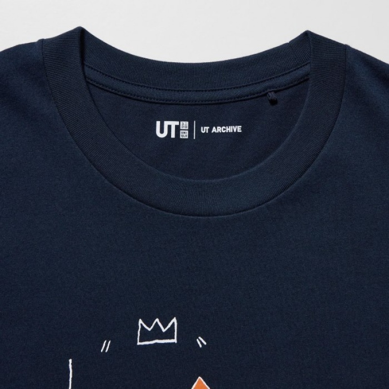 T Shirts Uniqlo UT Archive UT Short Sleeve Jean-Michel Basquiat Femme Bleu Marine | 3993128