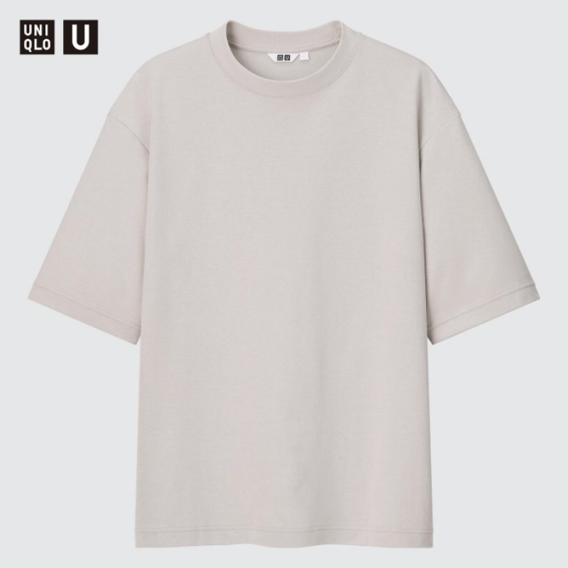 T Shirts Uniqlo U AIRism Cotton Oversized Crew Neck Half-Sleeve Femme Blanche | 4727801