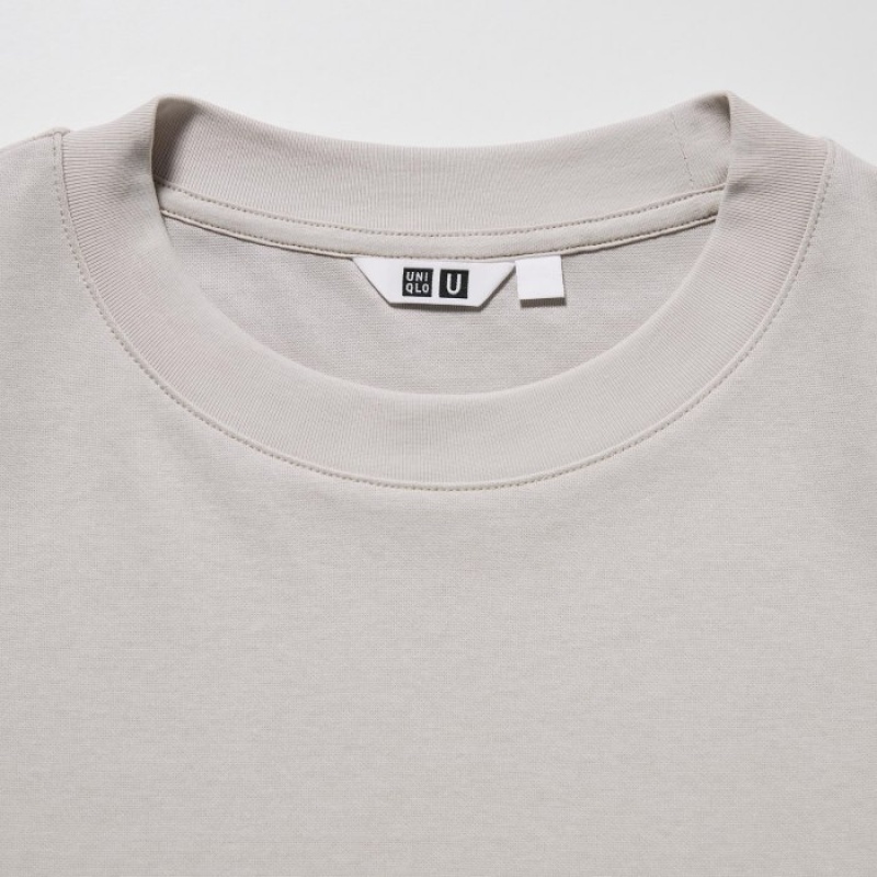 T Shirts Uniqlo U AIRism Cotton Oversized Crew Neck Half-Sleeve Femme Blanche | 4727801