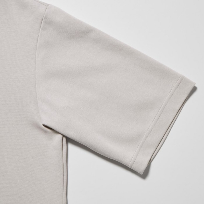 T Shirts Uniqlo U AIRism Cotton Oversized Crew Neck Half-Sleeve Femme Blanche | 4727801