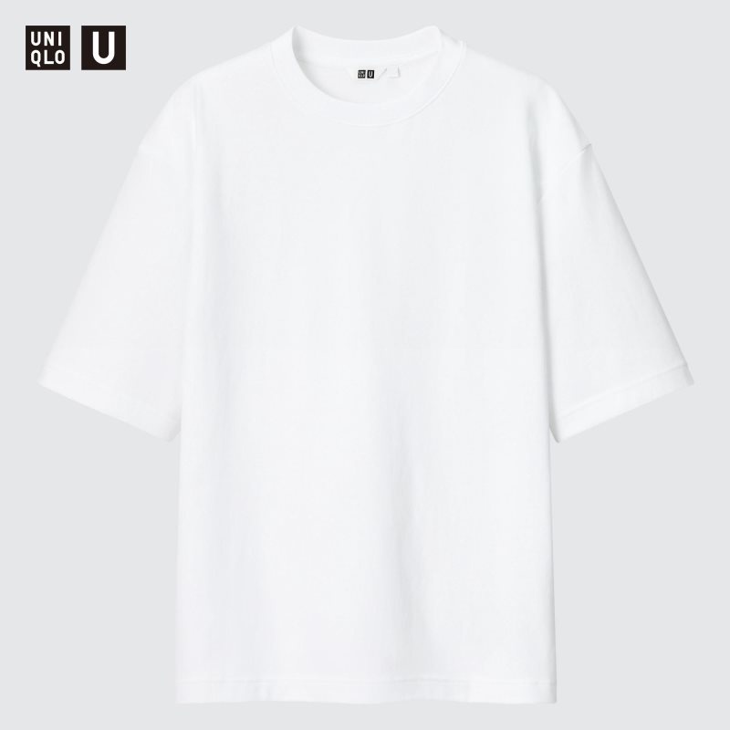 T Shirts Uniqlo U AIRism Cotton Oversized Crew Neck Half-Sleeve Homme Blanche | 7426697