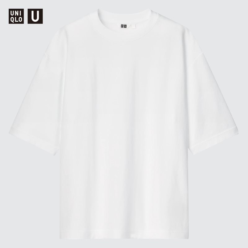 T Shirts Uniqlo U AIRism Cotton Oversized Crew Neck Half-Sleeve Homme Blanche | 8581982