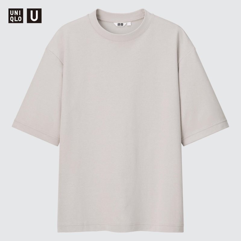 T Shirts Uniqlo U AIRism Cotton Oversized Crew Neck Half-Sleeve Homme Grise | 7979623