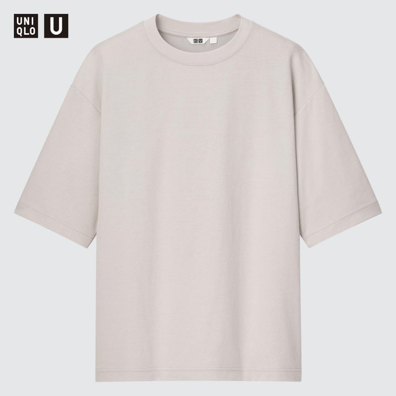 T Shirts Uniqlo U AIRism Cotton Oversized Crew Neck Half-Sleeve Homme Grise | 2035228