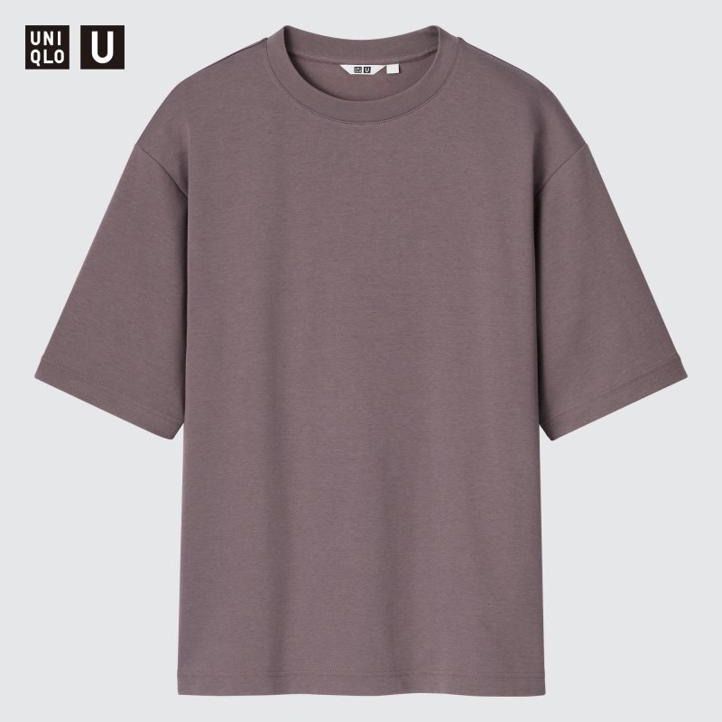 T Shirts Uniqlo U AIRism Cotton Oversized Crew Neck Half-Sleeve Homme Marron | 8315008
