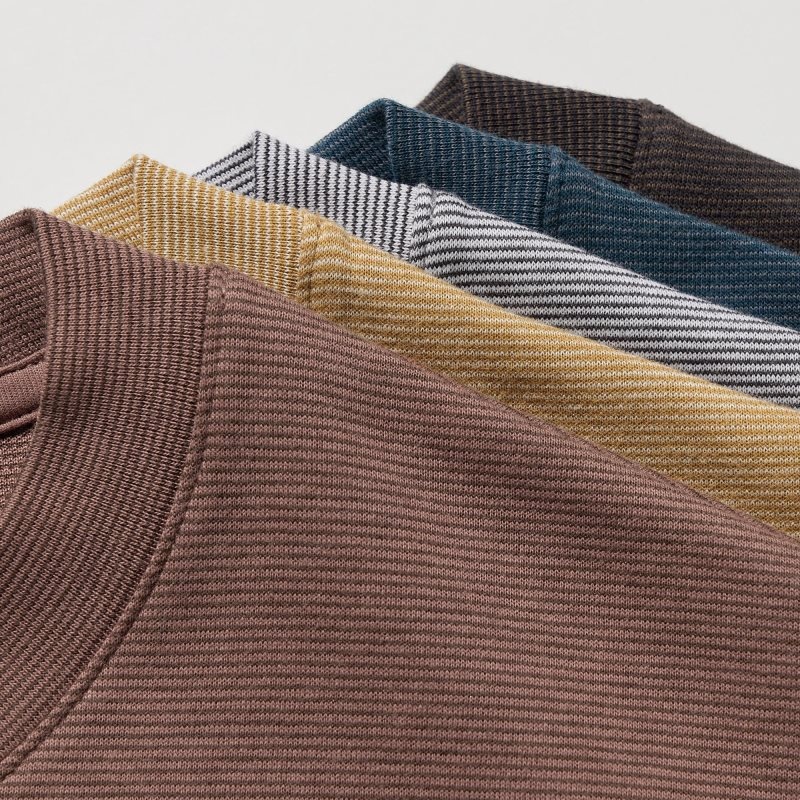 T Shirts Uniqlo U Airism Cotton Striped Crew Neck Oversized Homme Grise | 8542866