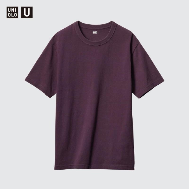 T Shirts Uniqlo U Crew Neck Short-sleeve Femme Violette | 1757071