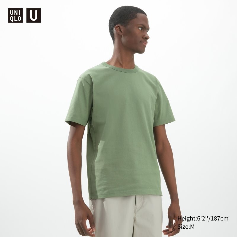 T Shirts Uniqlo U Crew Neck Short-sleeve Homme Vert | 326384