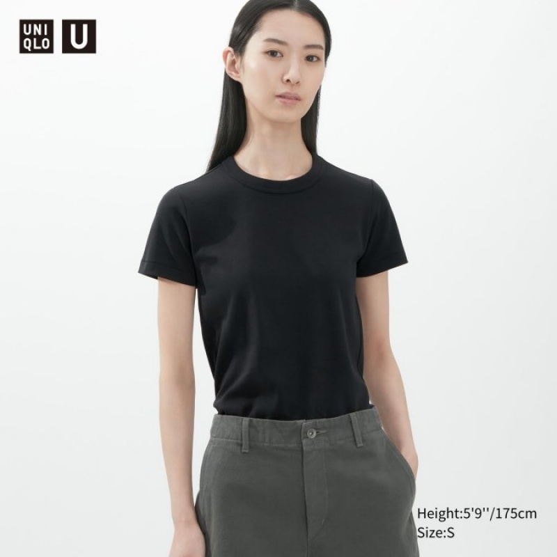 T Shirts Uniqlo U Crew Neck Short-sleeve Femme Noir | 2291025