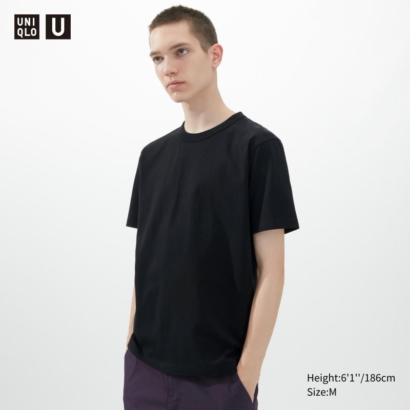 T Shirts Uniqlo U Crew Neck Short-sleeve Homme Noir | 6710783