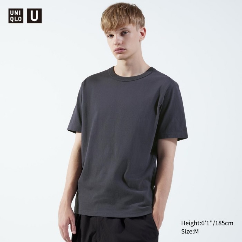 T Shirts Uniqlo U Crew Neck Short-sleeve Femme Grise | 2525874