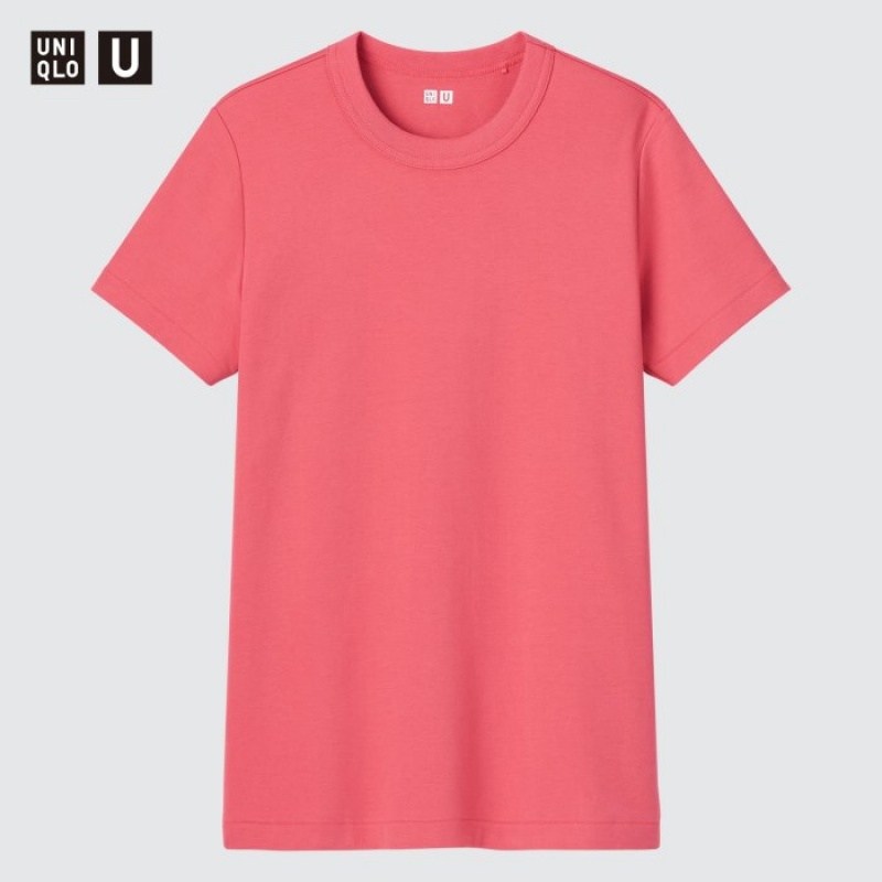 T Shirts Uniqlo U Crew Neck Short-sleeve Femme Rouge | 6607420