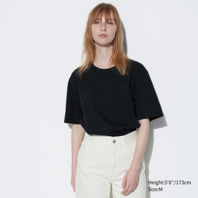 T Shirts Uniqlo U Crew Neck Short-sleeve Femme Violette | 5562976