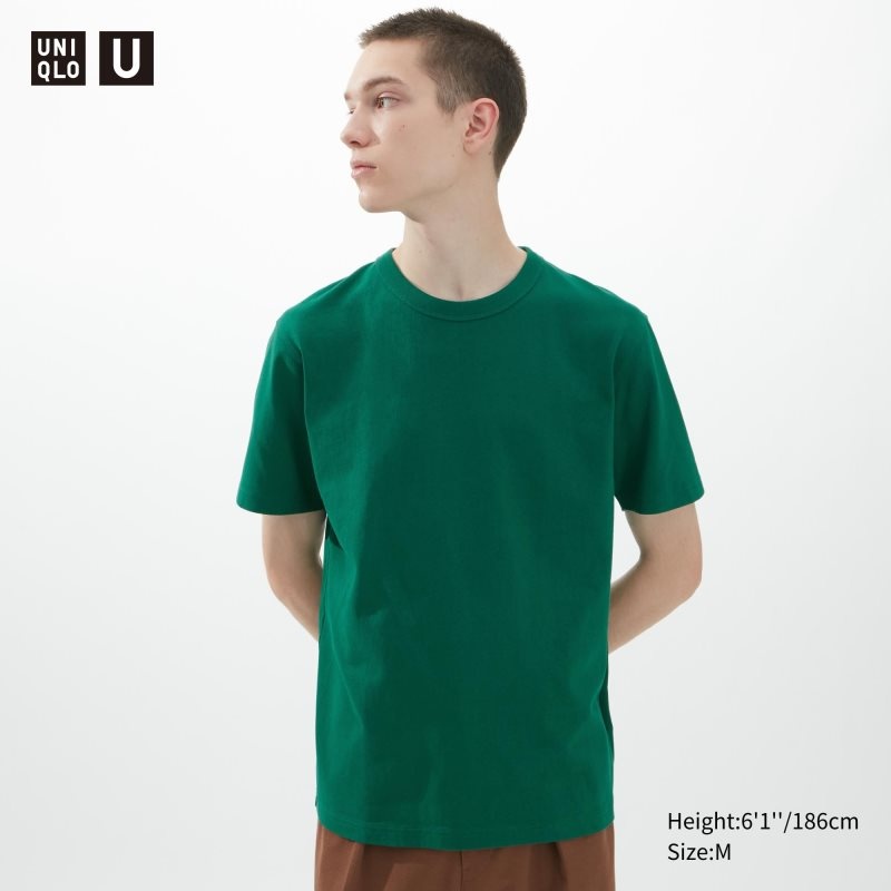 T Shirts Uniqlo U Crew Neck Short-sleeve Homme Vert Olive | 9996963