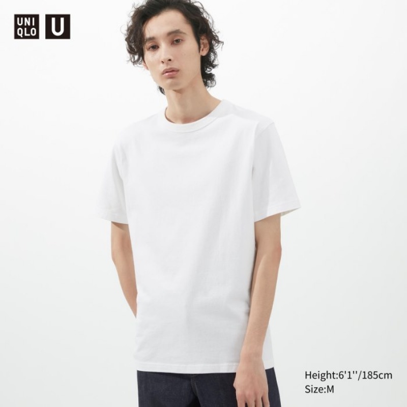 T Shirts Uniqlo U Crew Neck Short-sleeve Femme Blanche | 5143617