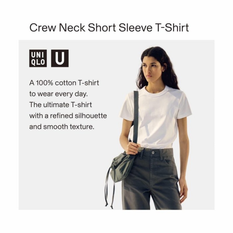T Shirts Uniqlo U Crew Neck Short-sleeve Femme Jaune | 6735489