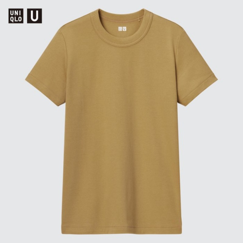 T Shirts Uniqlo U Crew Neck Short-sleeve Femme Jaune | 6735489