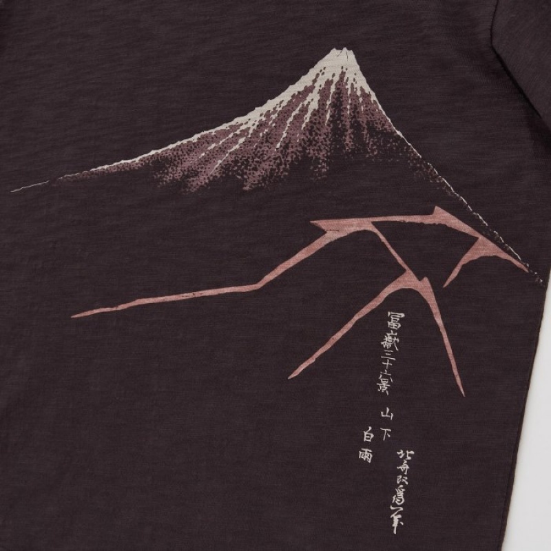 T Shirts Uniqlo Ukiyo-e UT Short-Sleeve Femme Marron | 3551427