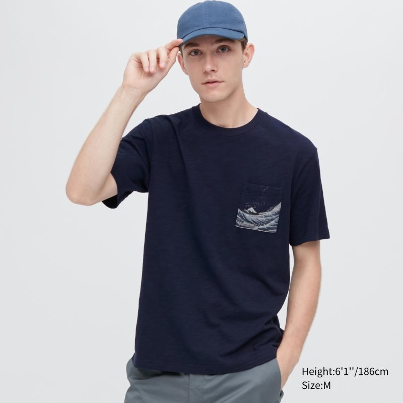 T Shirts Uniqlo Ukiyo-e Ut Short-sleeve Graphic Homme Bleu Marine | 9219948