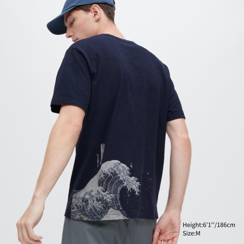 T Shirts Uniqlo Ukiyo-e Ut Short-sleeve Graphic Homme Bleu Marine | 9219948