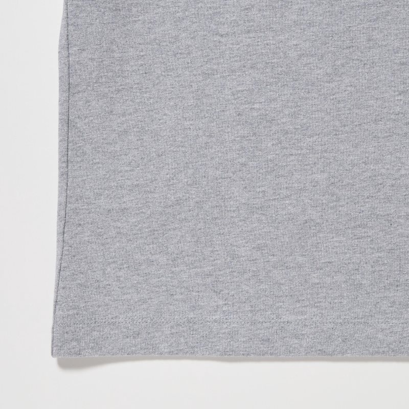 T Shirts Uniqlo Washed Cotton Crew Neck Long-sleeve Homme Grise | 5708686