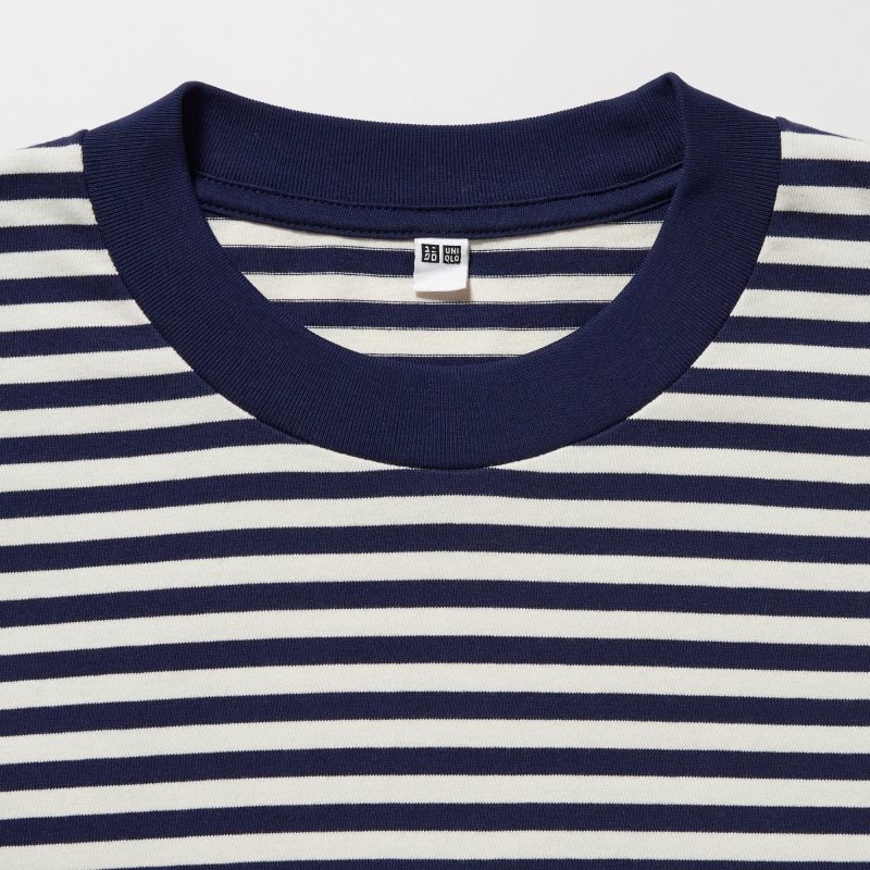 T Shirts Uniqlo Washed Cotton Oversized Crew Neck Long-sleeve Striped Homme Blanche | 9992192