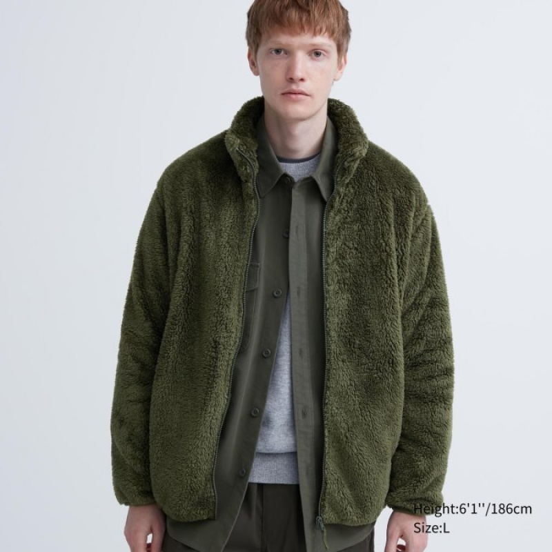 Toison Uniqlo Fluffy Yarn Full-Zip Femme Vert Olive | 8107104