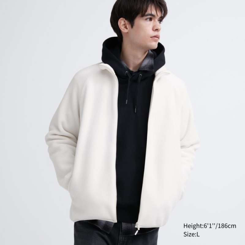 Toison Uniqlo Full-Zip Femme Blanche | 481813