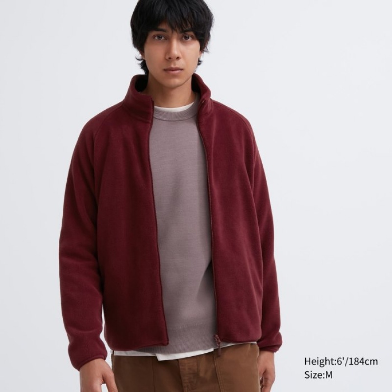 Toison Uniqlo Full-Zip Femme Rouge | 4549304