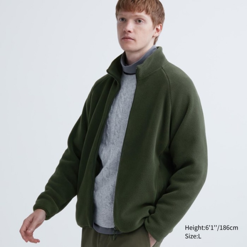 Toison Uniqlo Full-Zip Femme Vert Olive | 9288269