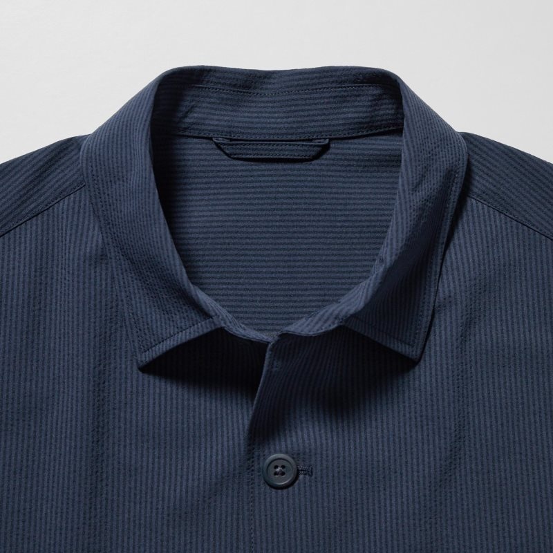 Vestes Uniqlo Airsense Shirt SeersuckerUltra Light Shirt Homme Bleu | 5138320