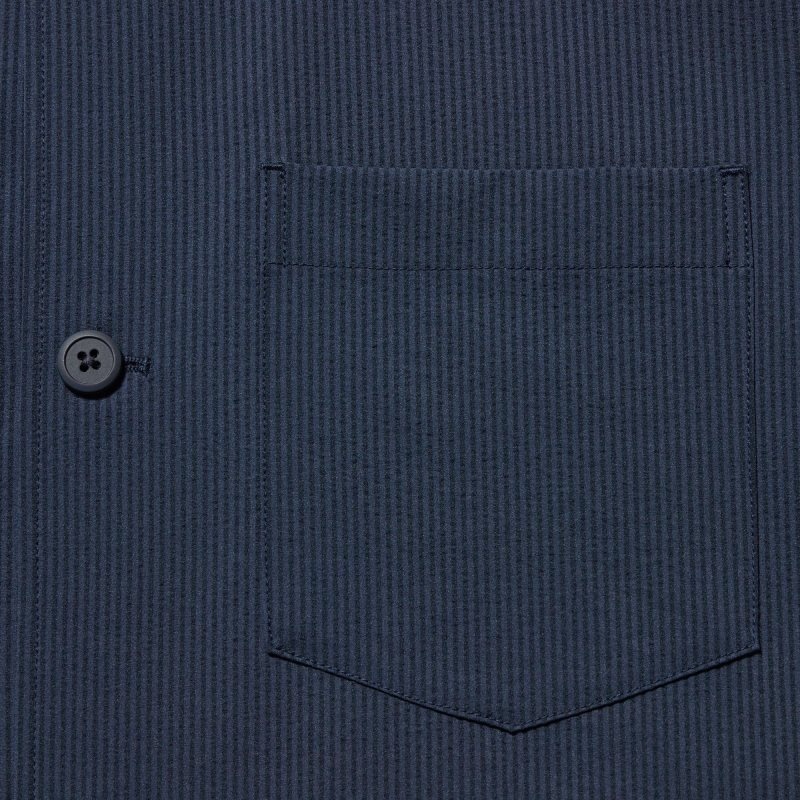 Vestes Uniqlo Airsense Shirt SeersuckerUltra Light Shirt Homme Bleu | 5138320