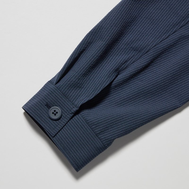 Vestes Uniqlo Airsense Shirt SeersuckerUltra Light Shirt Homme Bleu | 5138320