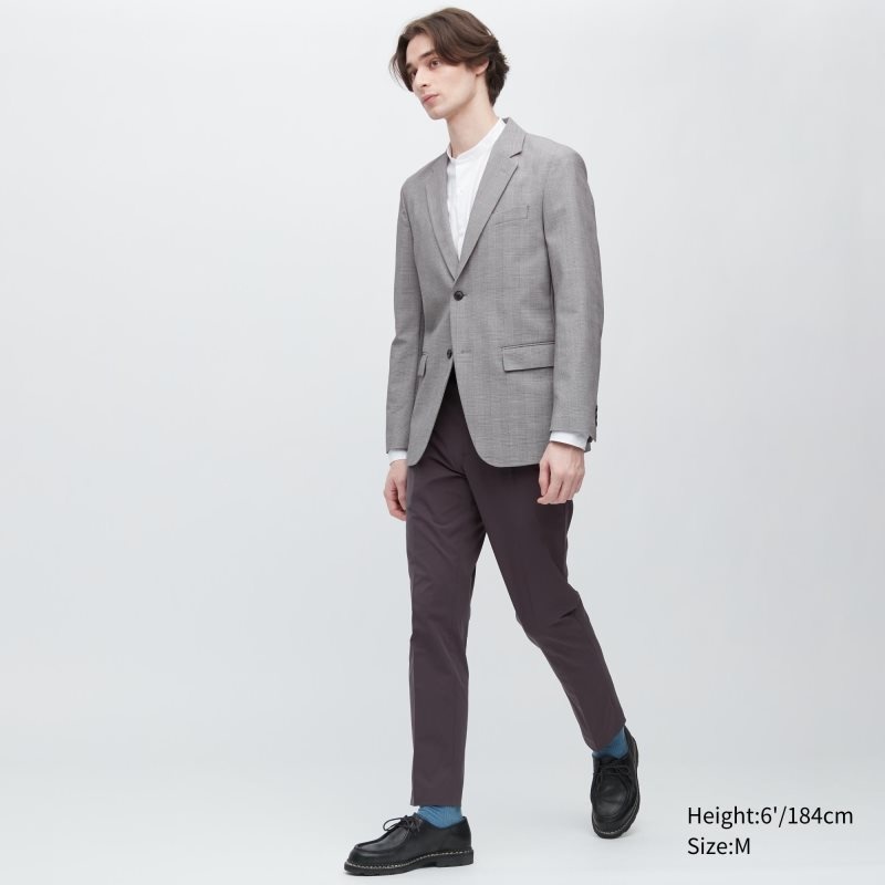 Vestes Uniqlo Airsense Wool Like Glen Check Ultra Light Homme Grise | 3738501