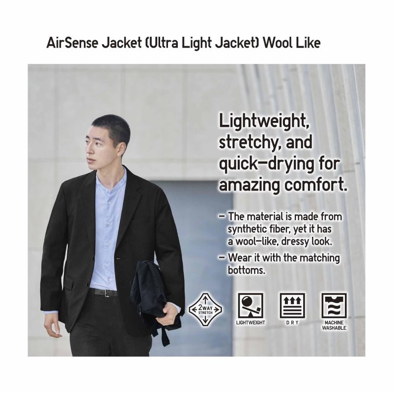 Vestes Uniqlo Airsense Wool Like Ultra Light Homme Noir | 866625