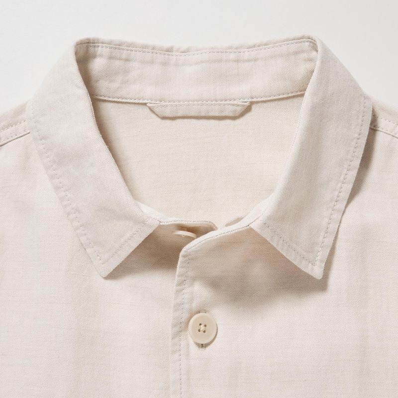 Vestes Uniqlo Cotton Linen Over Shirt Homme Beige | 3918569