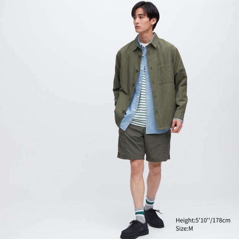 Vestes Uniqlo Cotton Linen Over Shirt Homme Vert Olive | 3937712