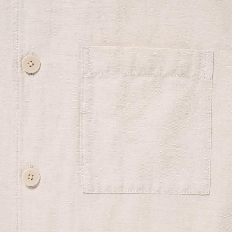 Vestes Uniqlo Cotton Linen Over Shirt Homme Vert Olive | 3937712