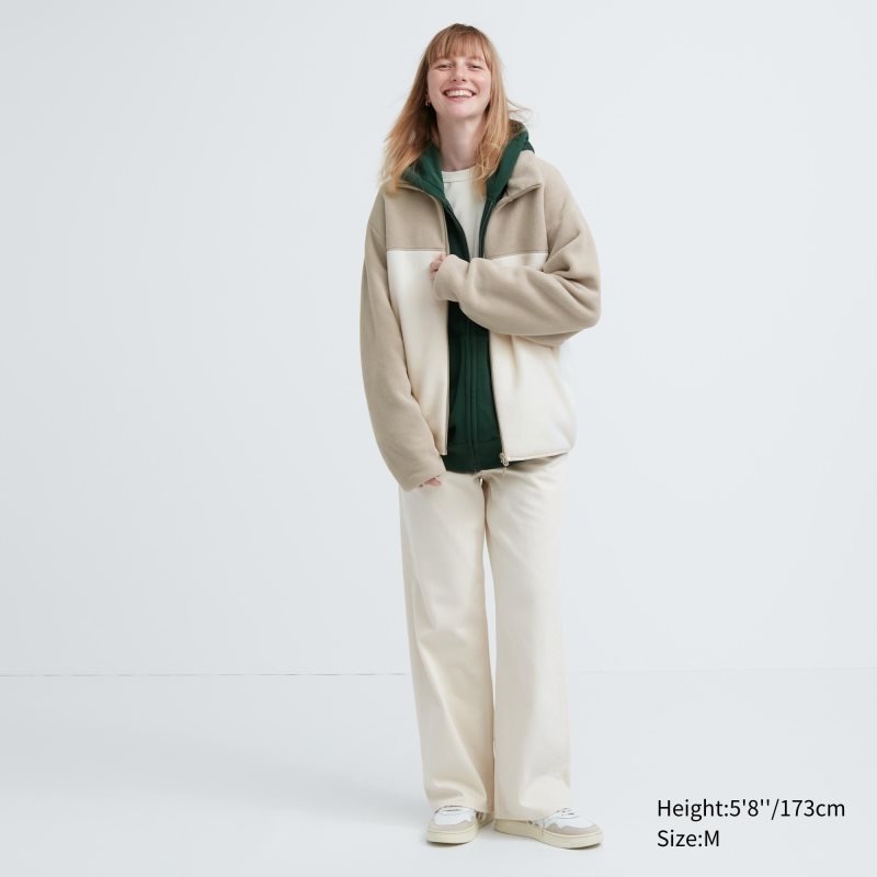 Vestes Uniqlo Fleece Long Sleeve Full-zip Homme Beige | 6493006
