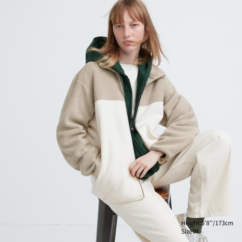 Vestes Uniqlo Fleece Long Sleeve Full-zip Homme Grise | 1486540