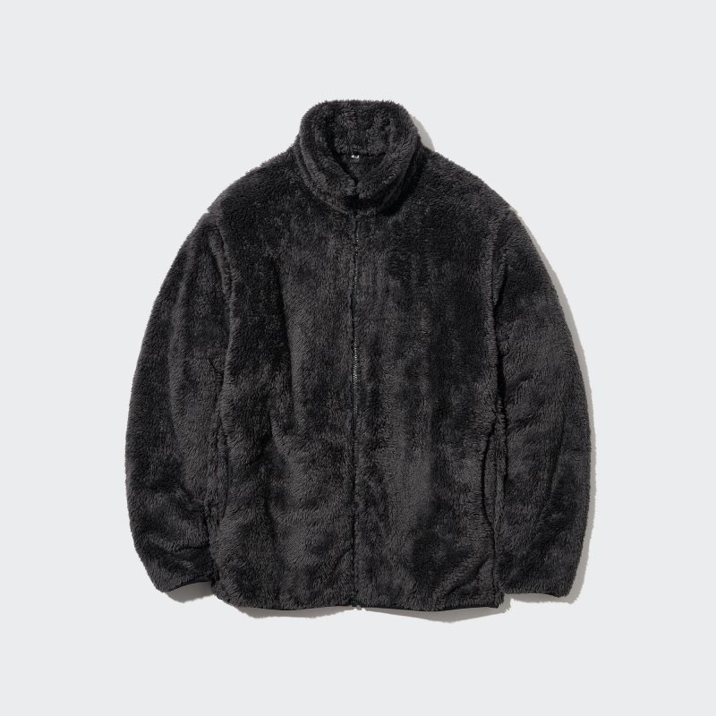 Vestes Uniqlo Fluffy Yarn Fleece Full-Zip Homme Noir | 7752445