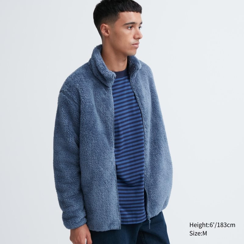 Vestes Uniqlo Fluffy Yarn Fleece Full-Zip Homme Bleu | 6552888